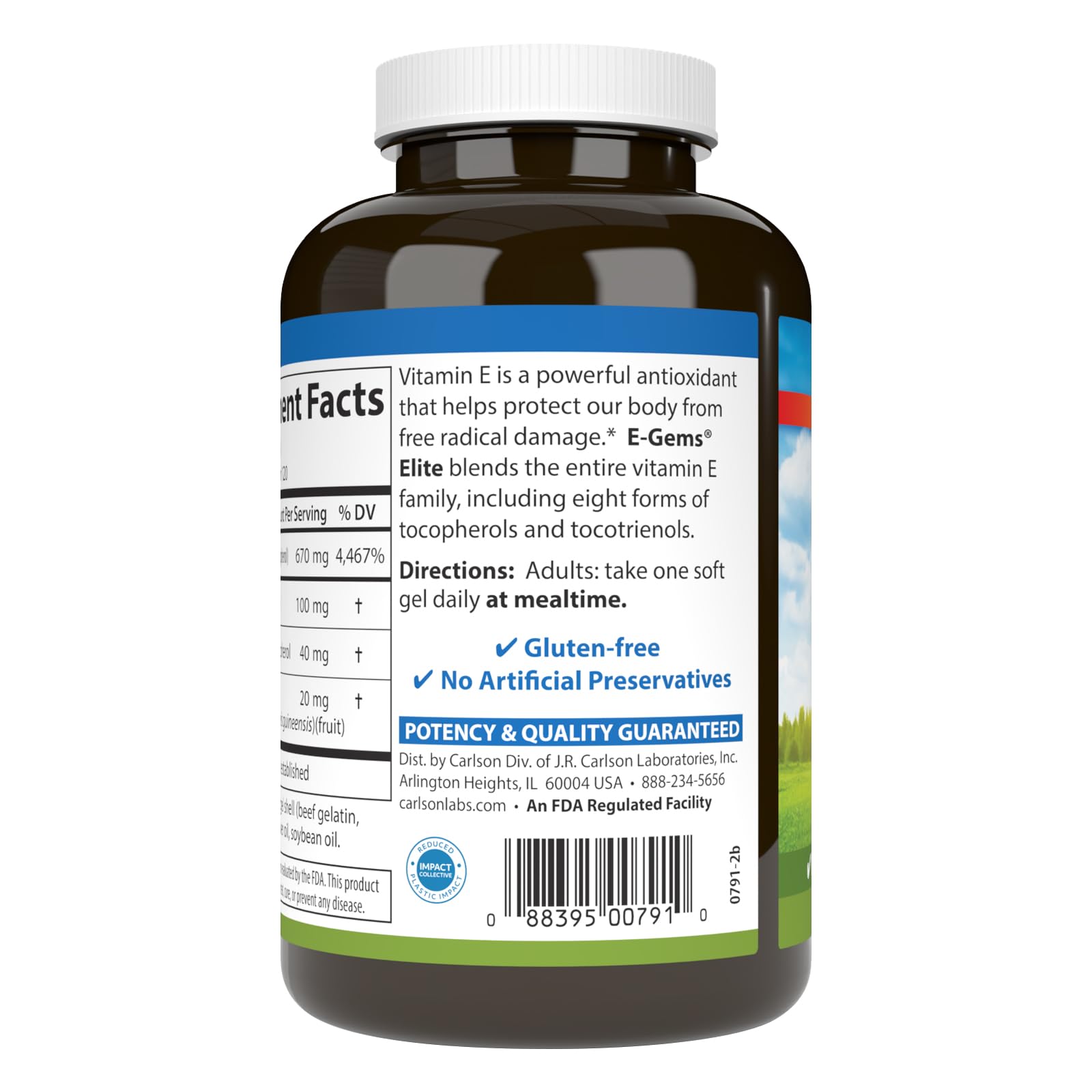 Vitamin E soft gels spilled from bottle