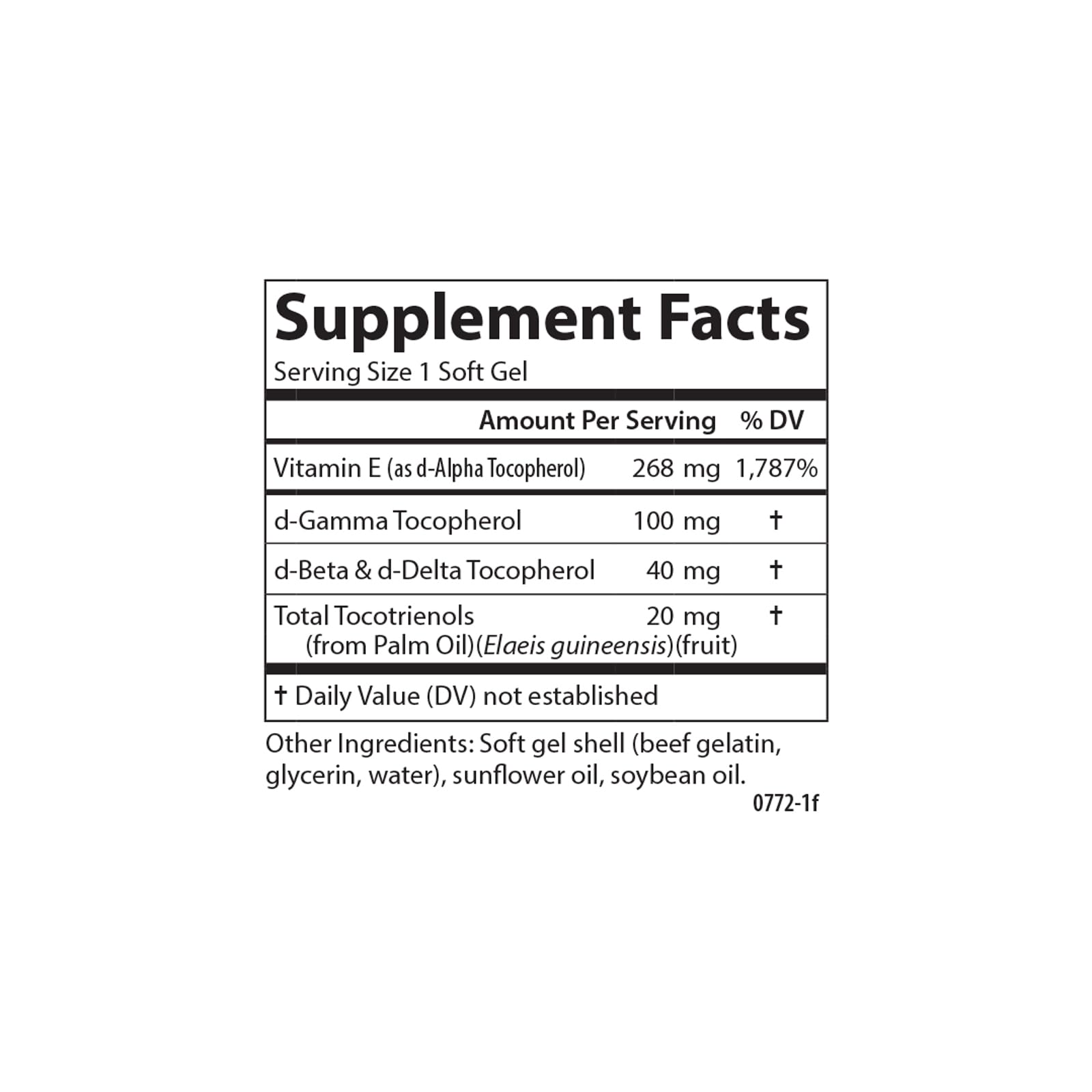 Natural-source Vitamin E softgels in bottle