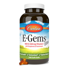 Supplement facts panel for Carlson Vitamin E