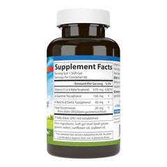 Vitamin E product label showing 1000 IU per softgel