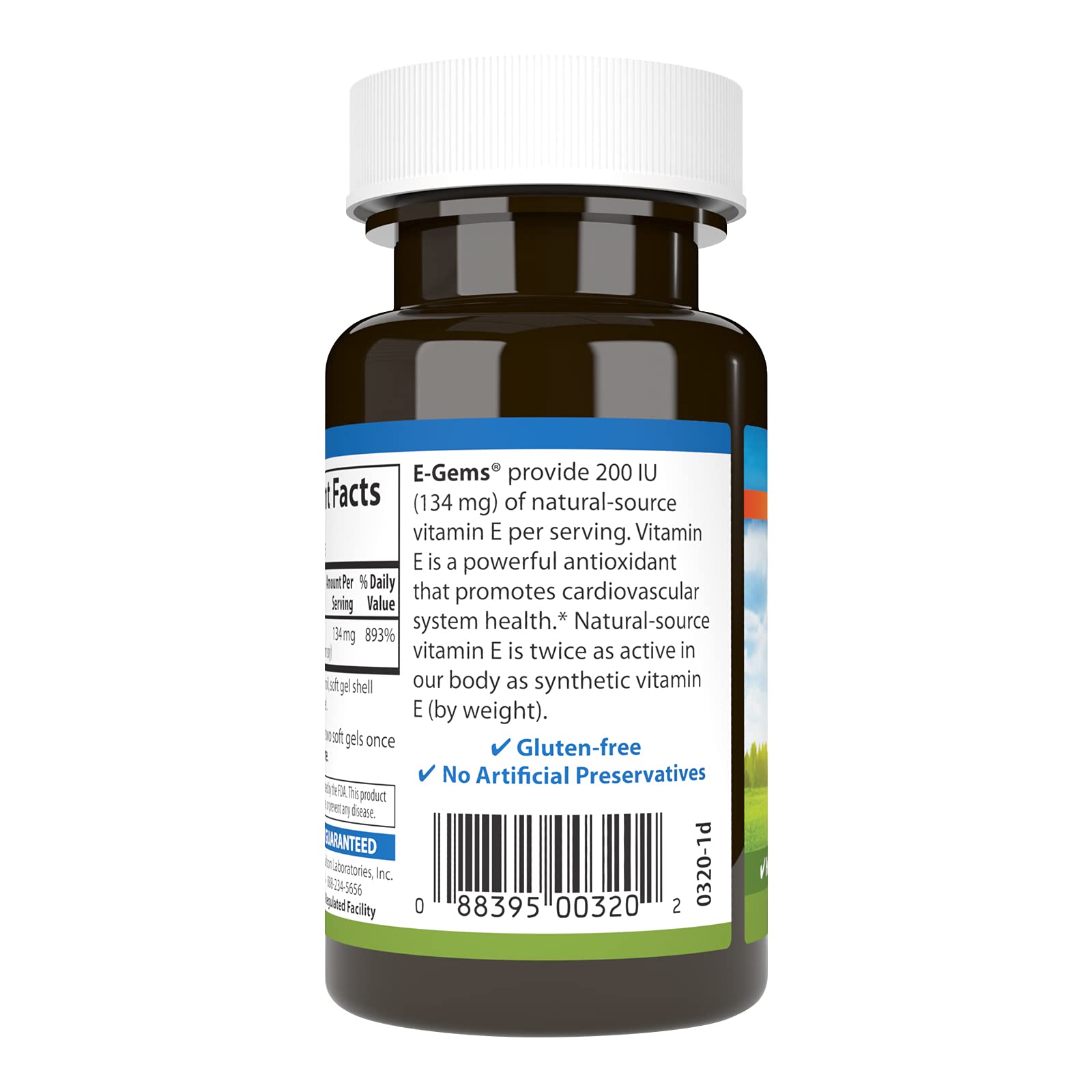 Carlson E-Gems Vitamin E 200 IU label close-up