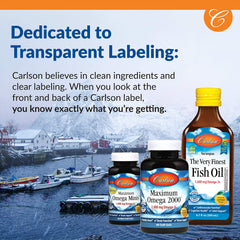 Nutrition facts label for Carlson Elite DHA Gems
