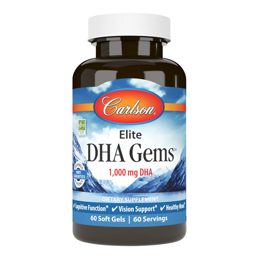 Main image of Carlson Elite DHA Gems bottle with 60 softgels