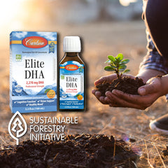 Norway bottling stamp on Carlson Elite DHA bottle indicating origin