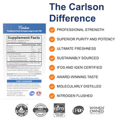 Teaspoon beside Carlson Elite DHA bottle showing DHA amount