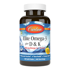 Hero image: Carlson Elite Omega-3 Plus D & K Lemon, 60 softgels