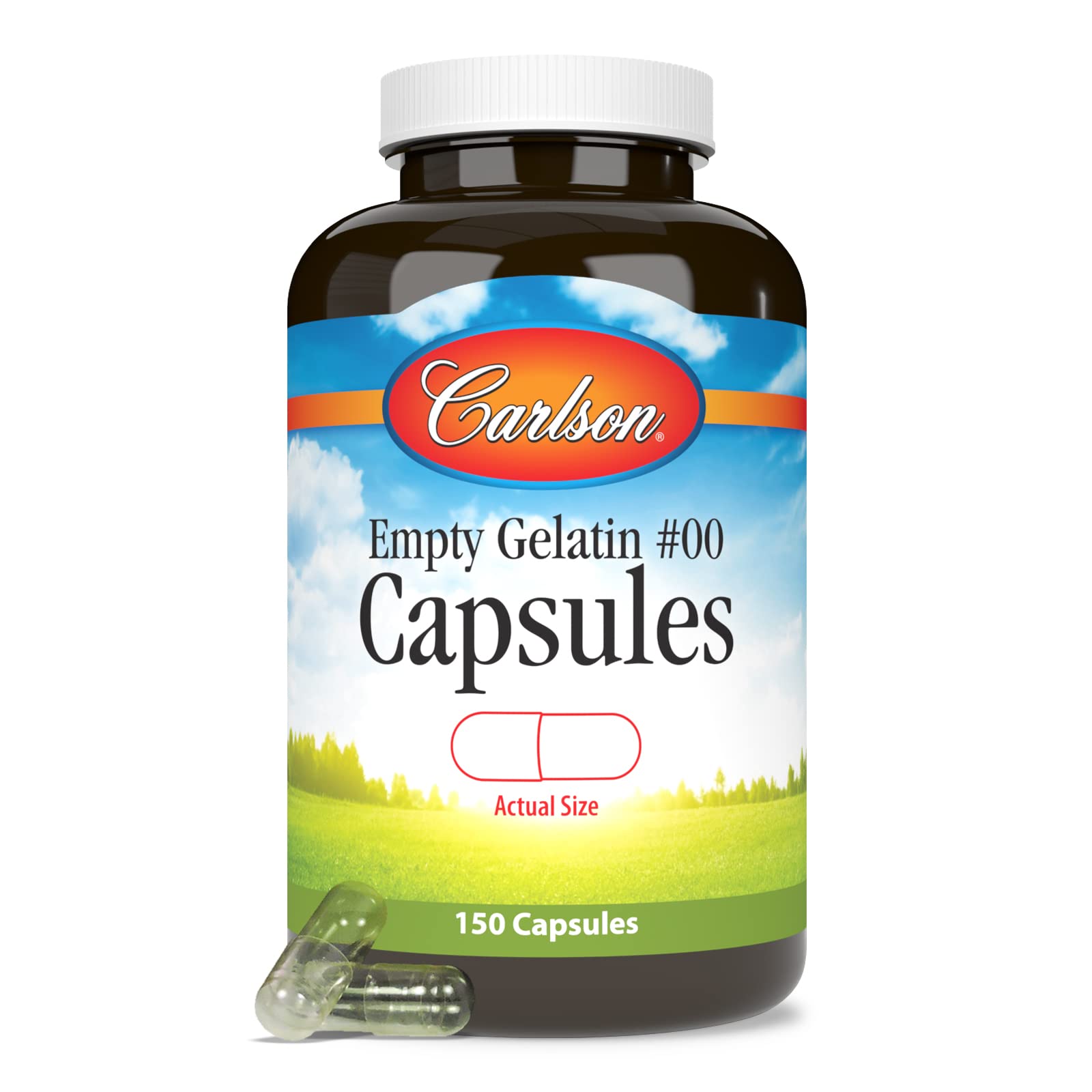 Travel-friendly Carlson Empty Gelatin Capsules in a bottle