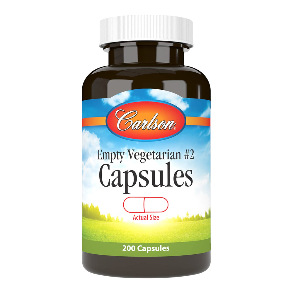 Carlson Empty Vegetarian #2 Capsules bottle with cap