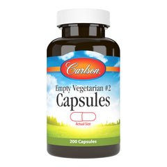 Carlson Empty Vegetarian #2 Capsules bottle with cap
