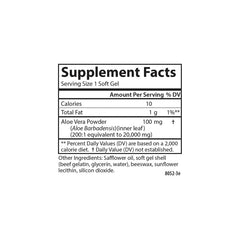 Ingredients panel on Carlson Golden Aloe label