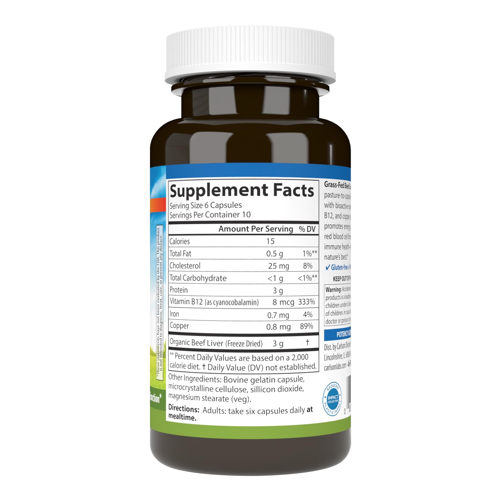 Close-up of grass-fed beef liver capsules