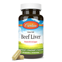 Lab-tested potency and quality label on Carlson Beef Liver bottle