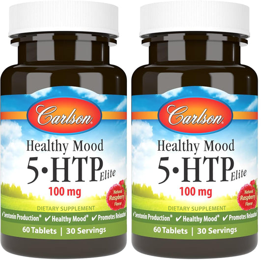 Carlson Healthy Mood 5-HTP Elite Raspberry Chewable bottle label