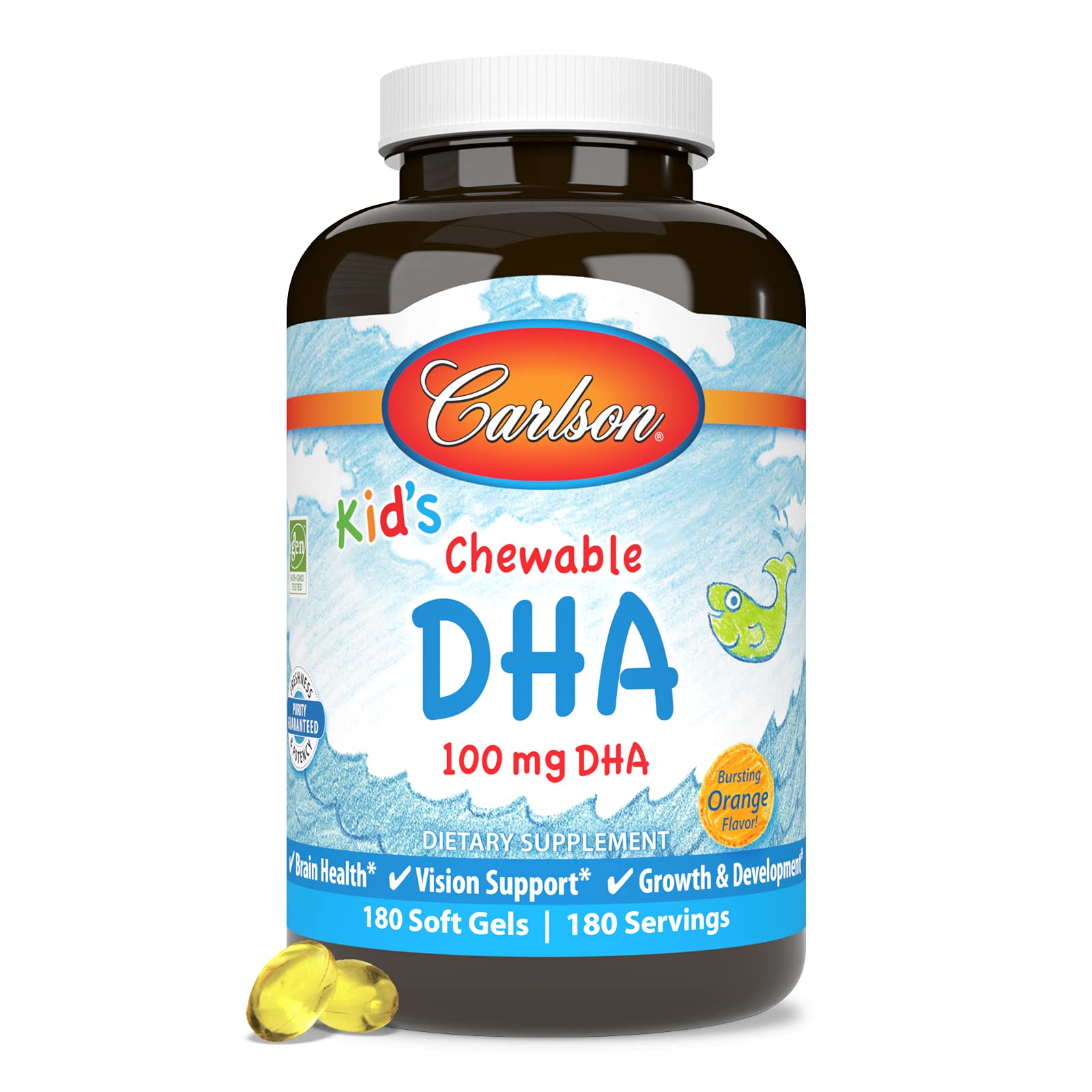Child taking Carlson DHA chewable supplement