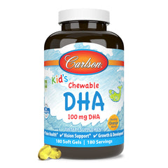 Child taking Carlson DHA chewable supplement