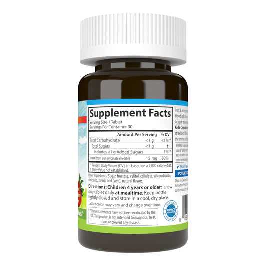 Nutrition label detail showing 15 mg iron per serving