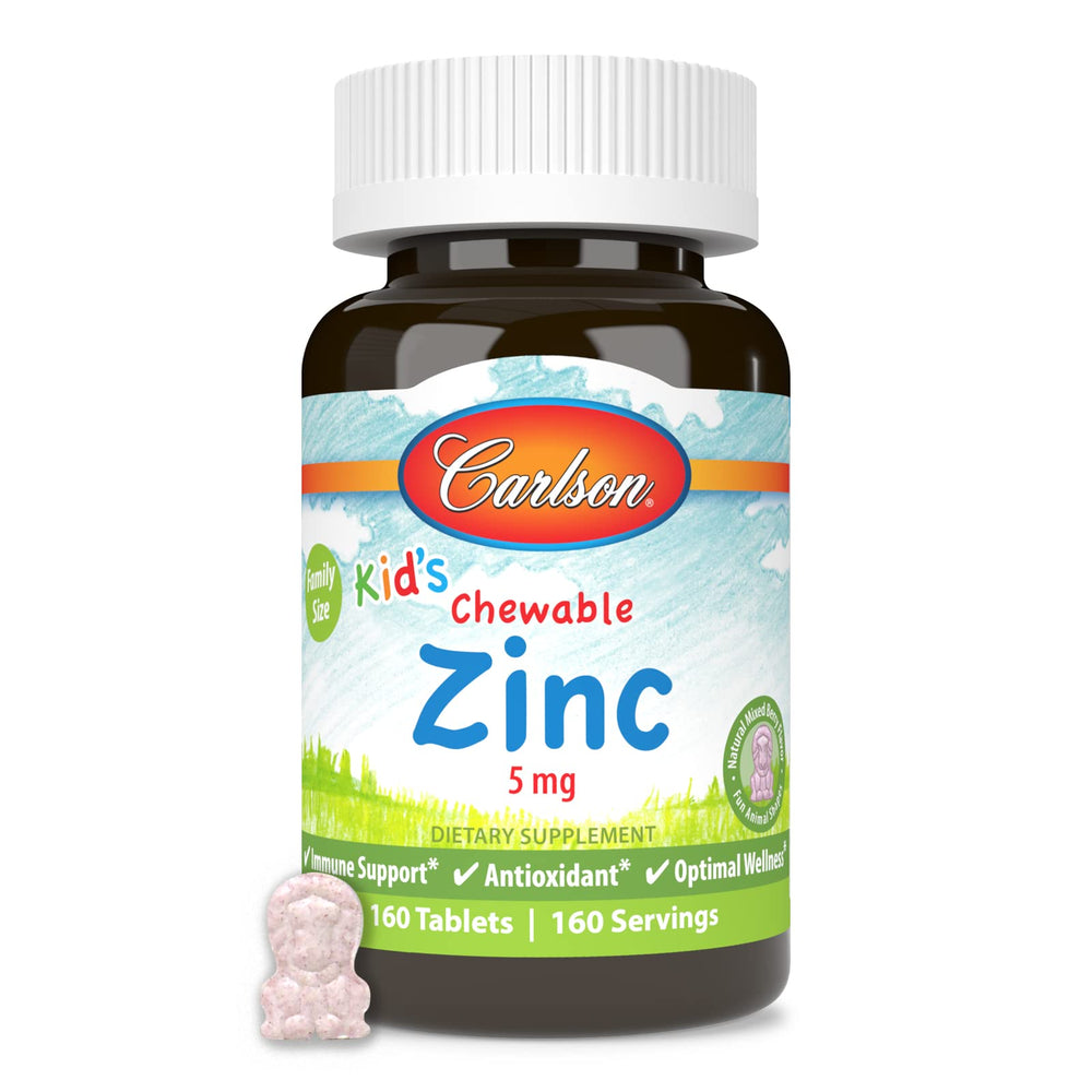 Nutrition label and ingredients for Carlson Kids Zinc