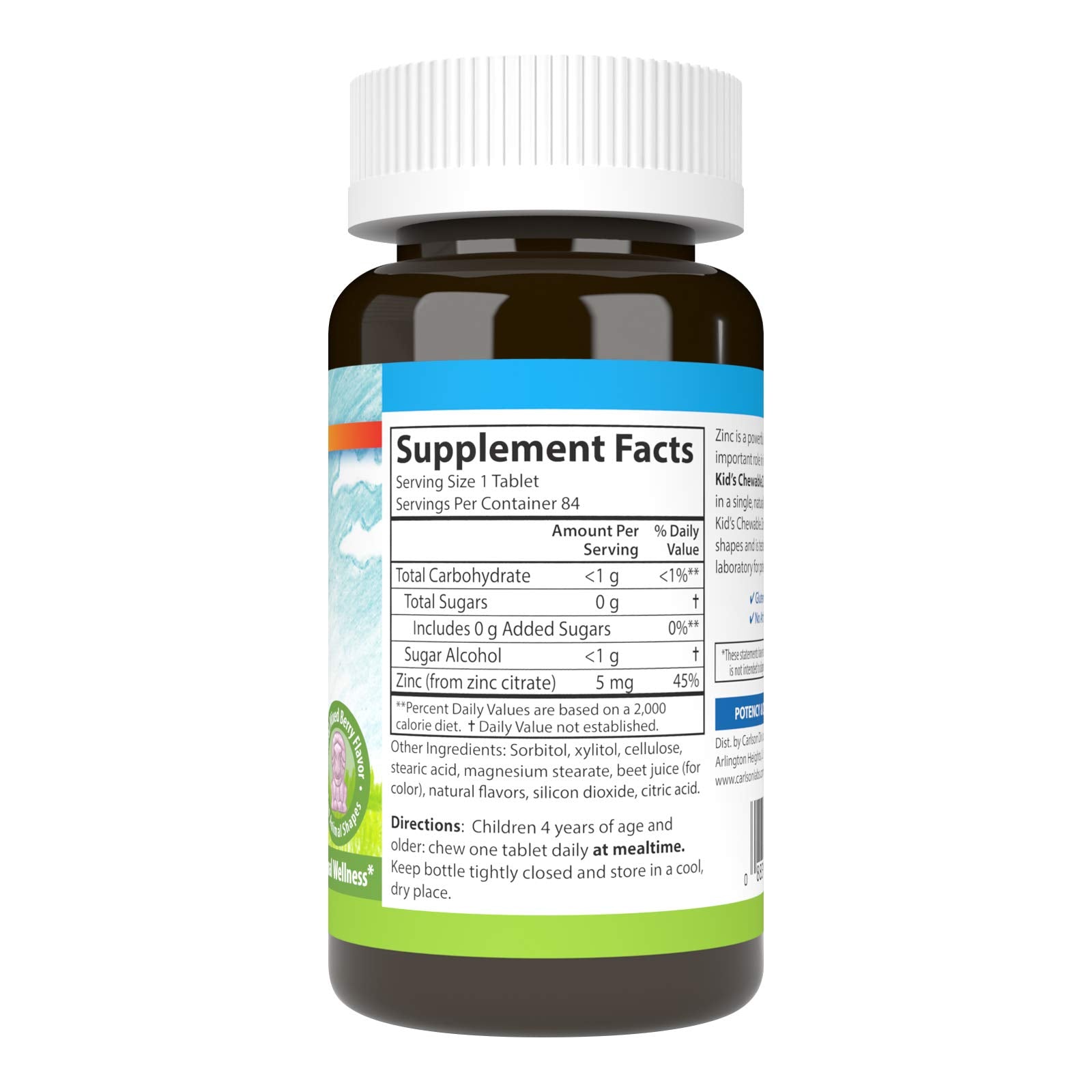 Zinc content 5 mg indicated on tablet packaging