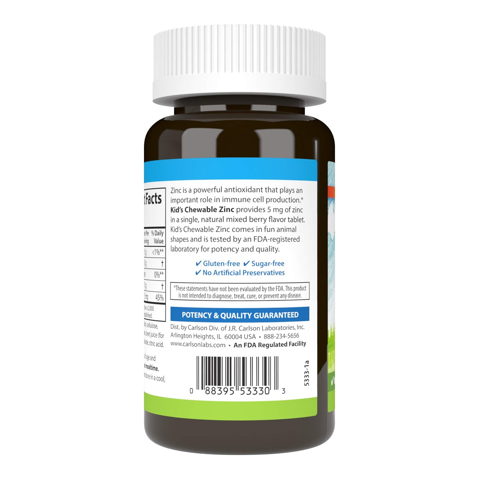 Kid-friendly zinc supplement packaging