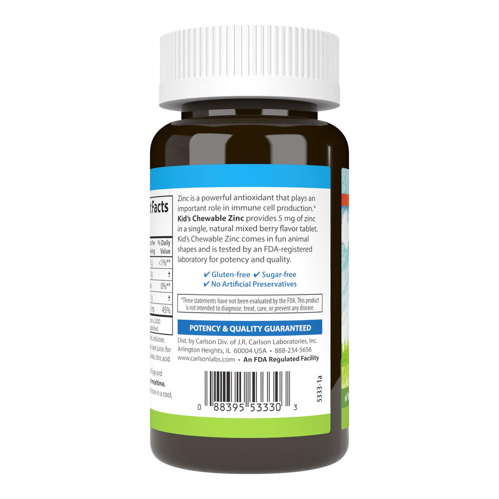 Kid-friendly zinc supplement packaging