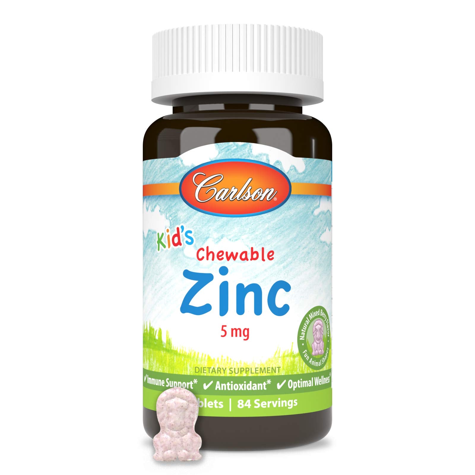Nutrition facts panel of Carlson zinc supplement