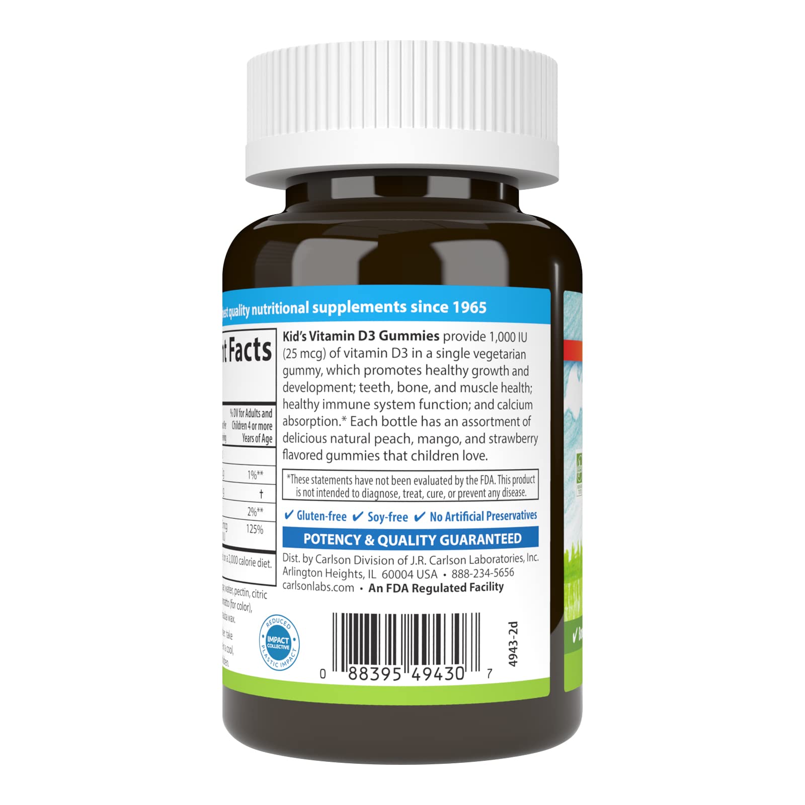 Kid-friendly display of Carlson D3 gummies