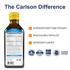Carlson Kid's lemon-flavored fish oil bottle side profile