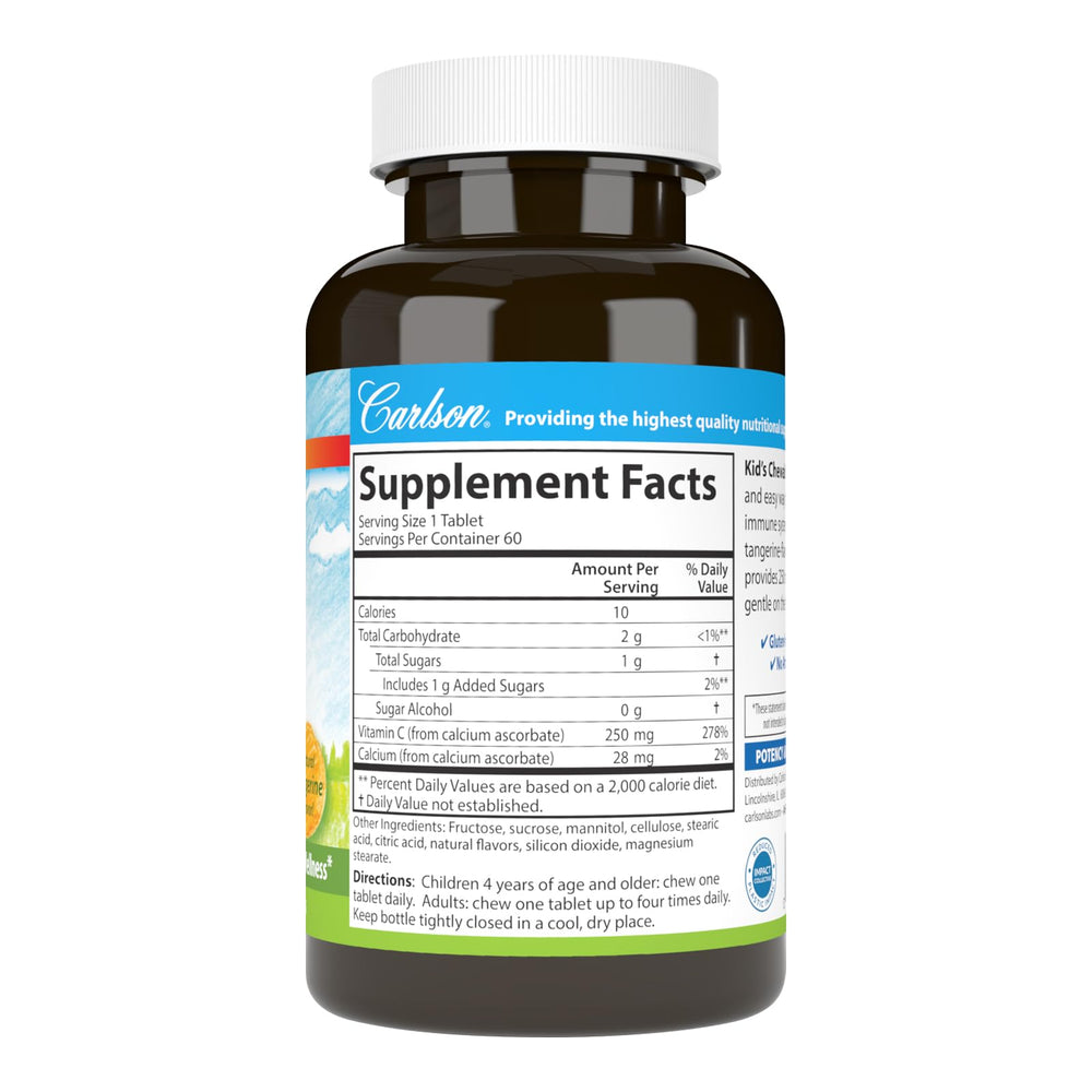 Close-up of Carlson Kids Vitamin C Tangerine chewables