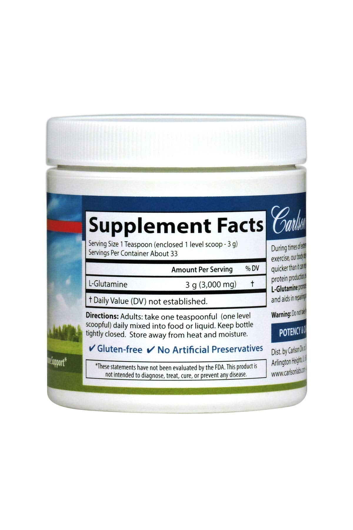 Carlson L-Glutamine powder jar 100 g