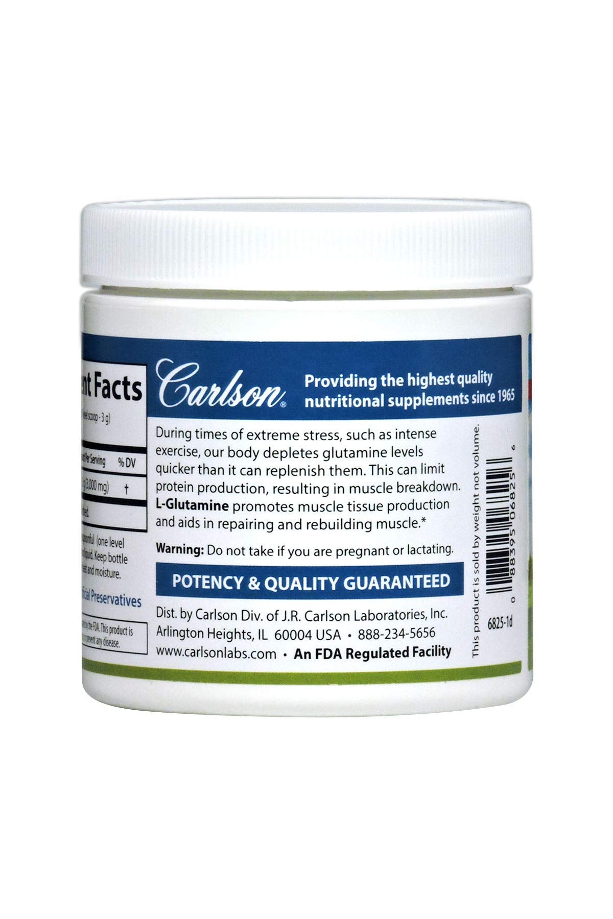 Packaging of Carlson L-Glutamine powder