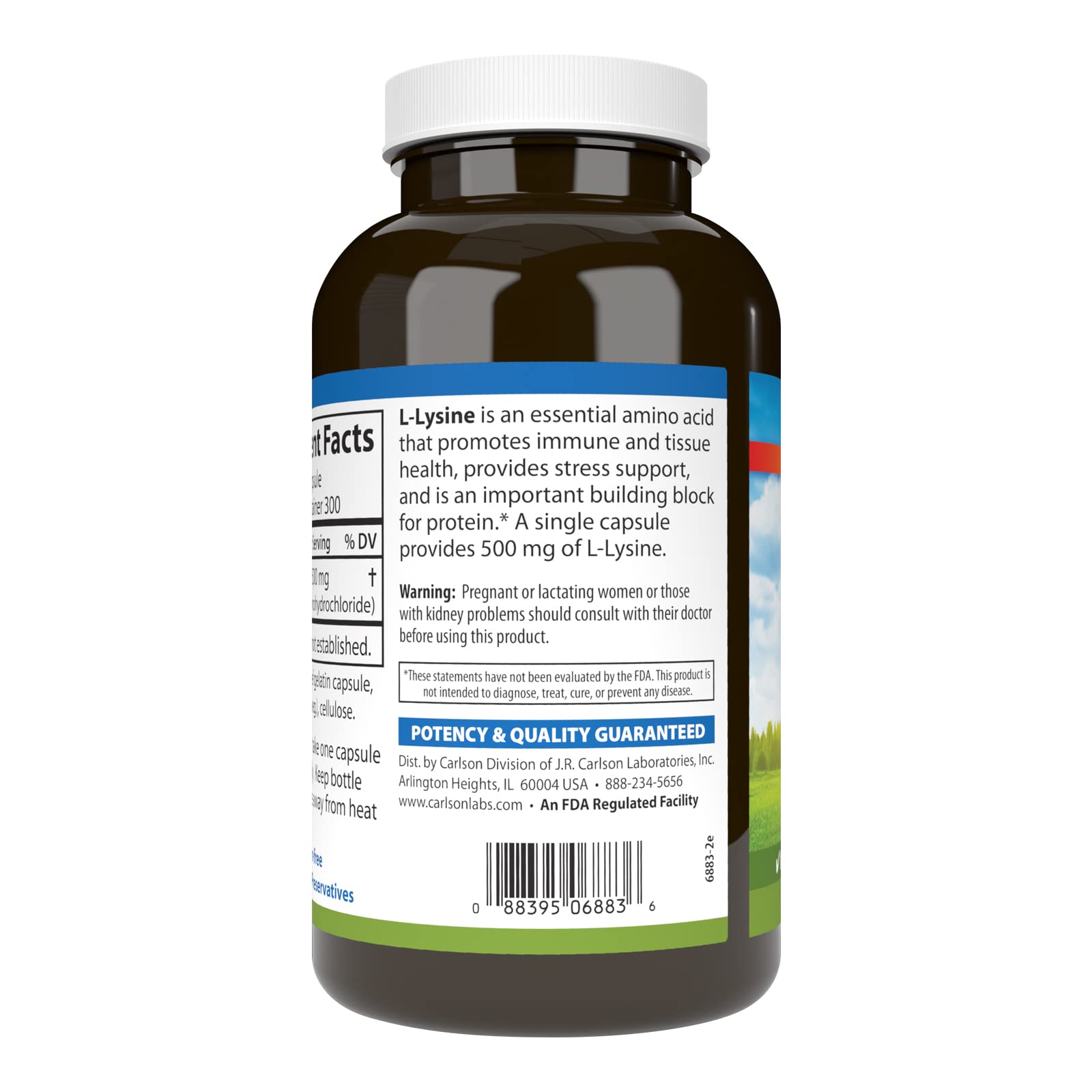 Whole bottle of Carlson L-Lysine 500 mg