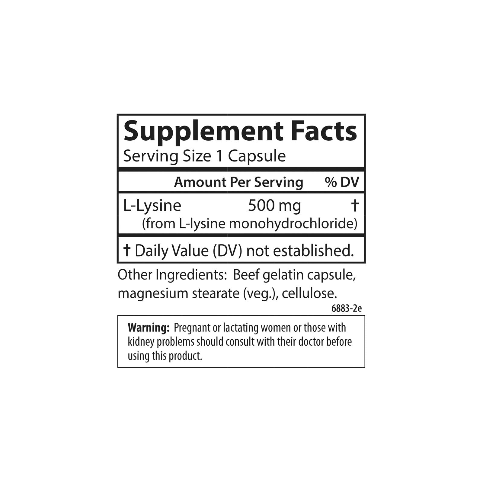 500 mg L-Lysine capsule close-up