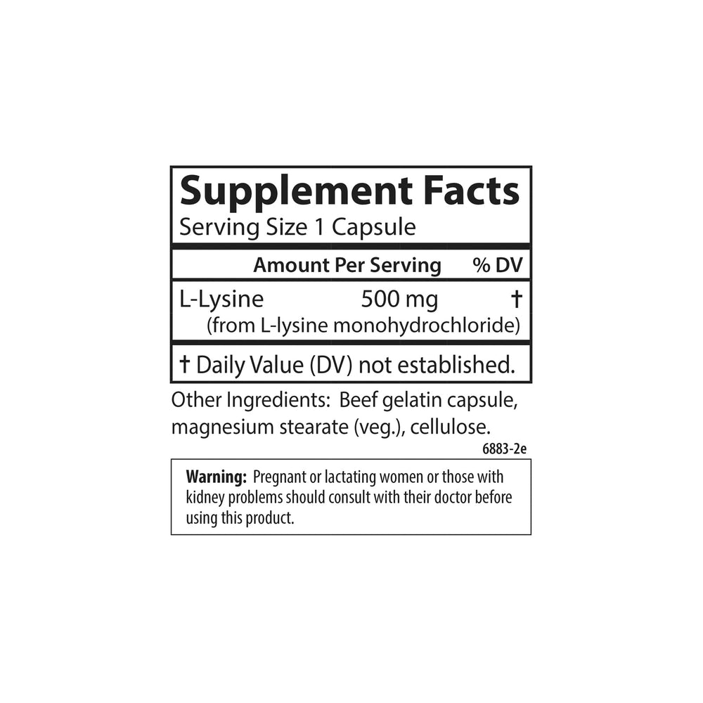 500 mg L-Lysine capsule close-up