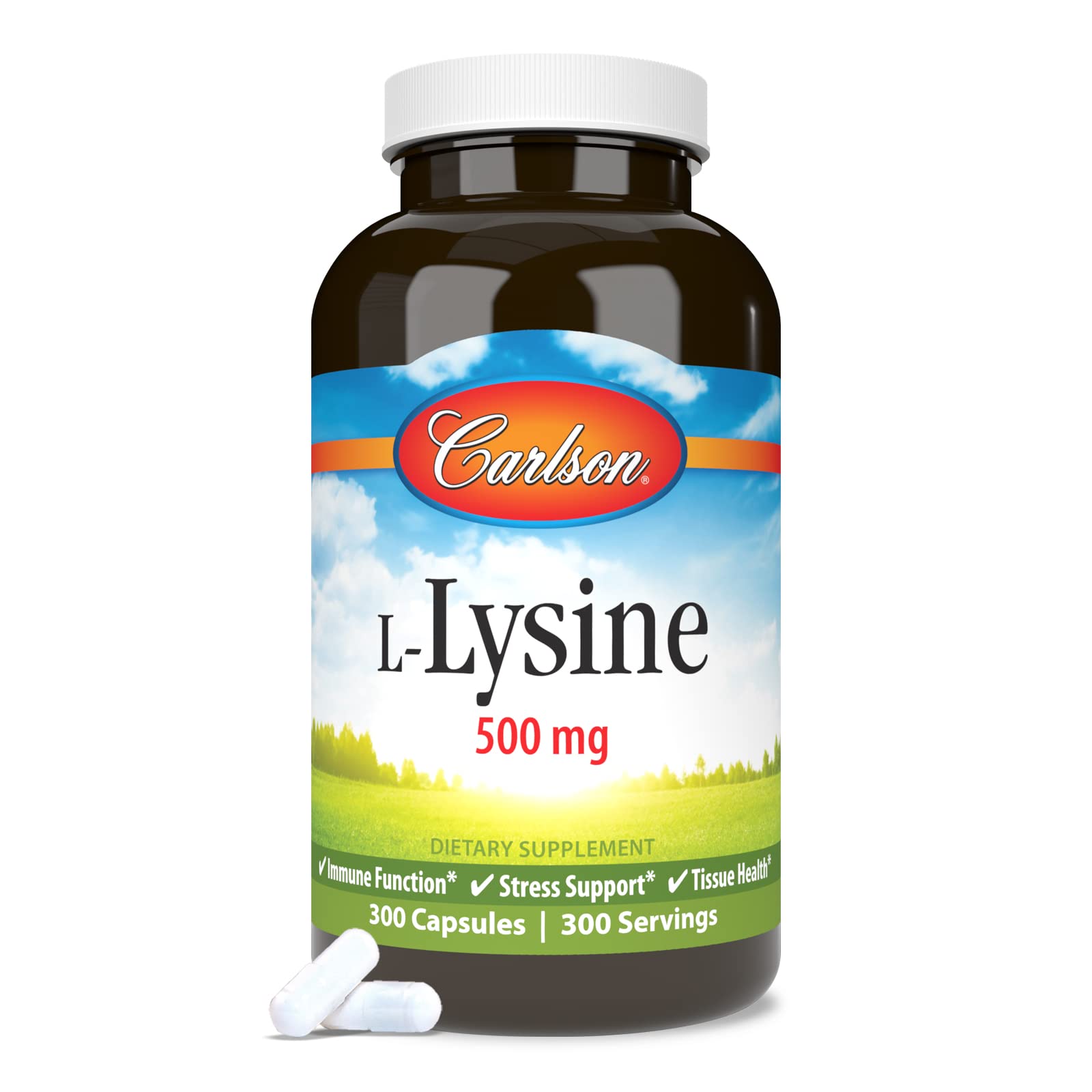 Supplement facts panel for Carlson L-Lysine 500 mg