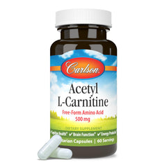 Carlson Acetyl L-Carnitine 500mg 60 capsules in packaging