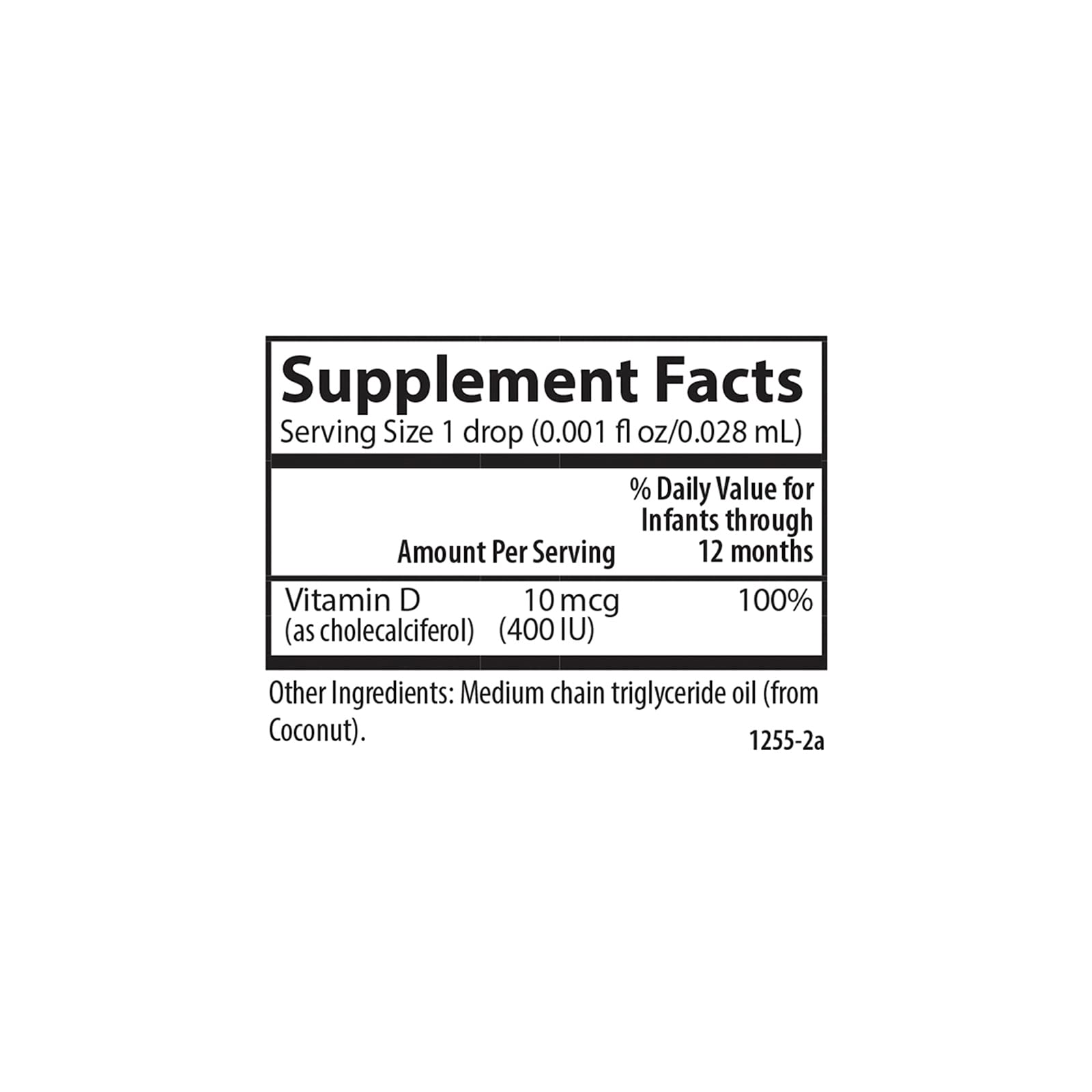 Nutrition facts and dosage information on the label