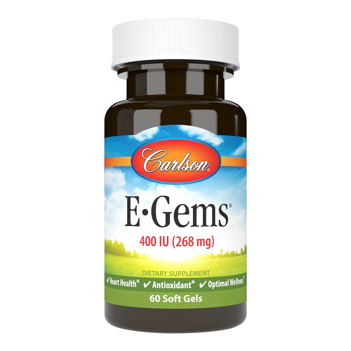Carlson Labs E-Gems Natural Vitamin E 400 IU softgels bottle front label