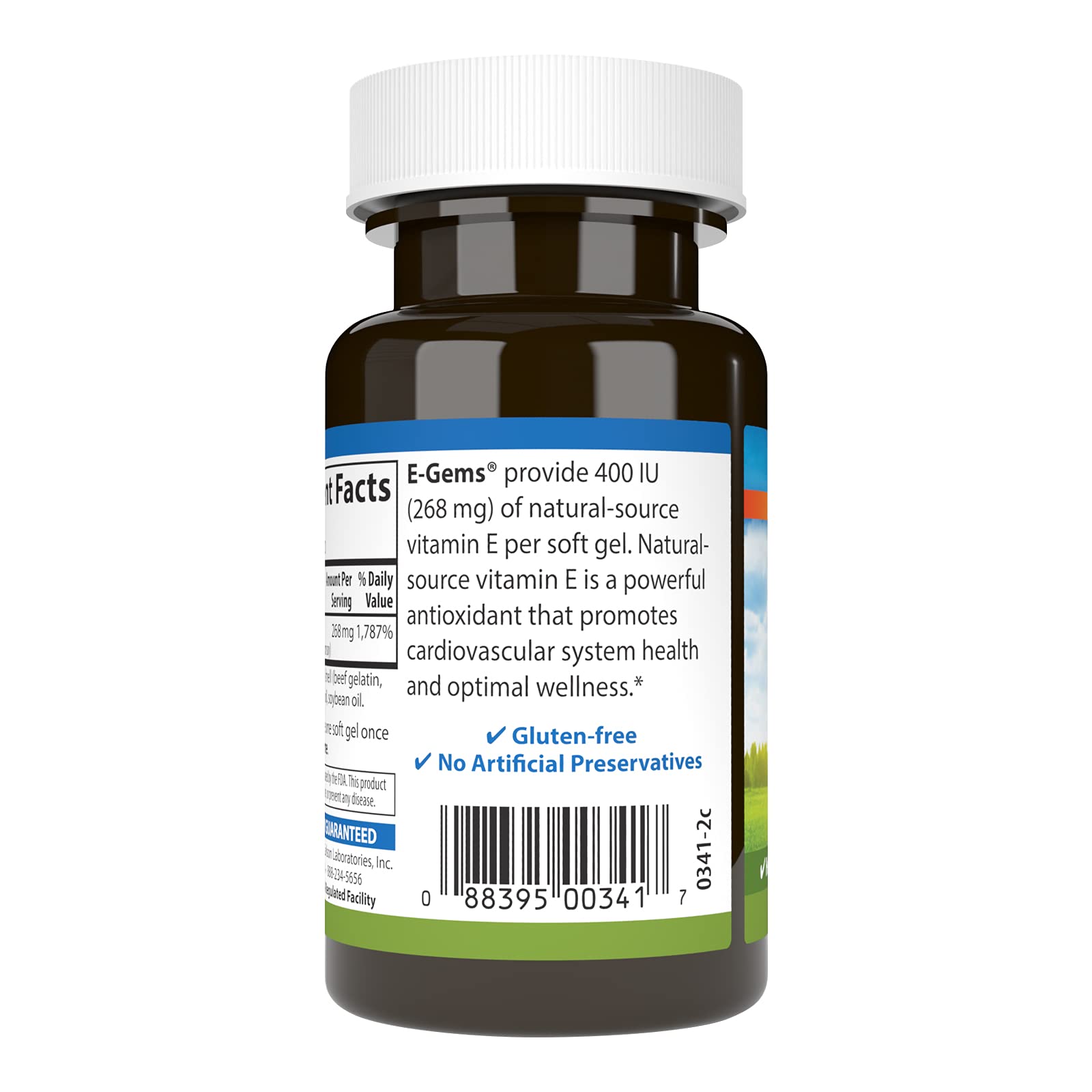 Carlson Labs E-Gems Vitamin E 400 IU bottle with label detail