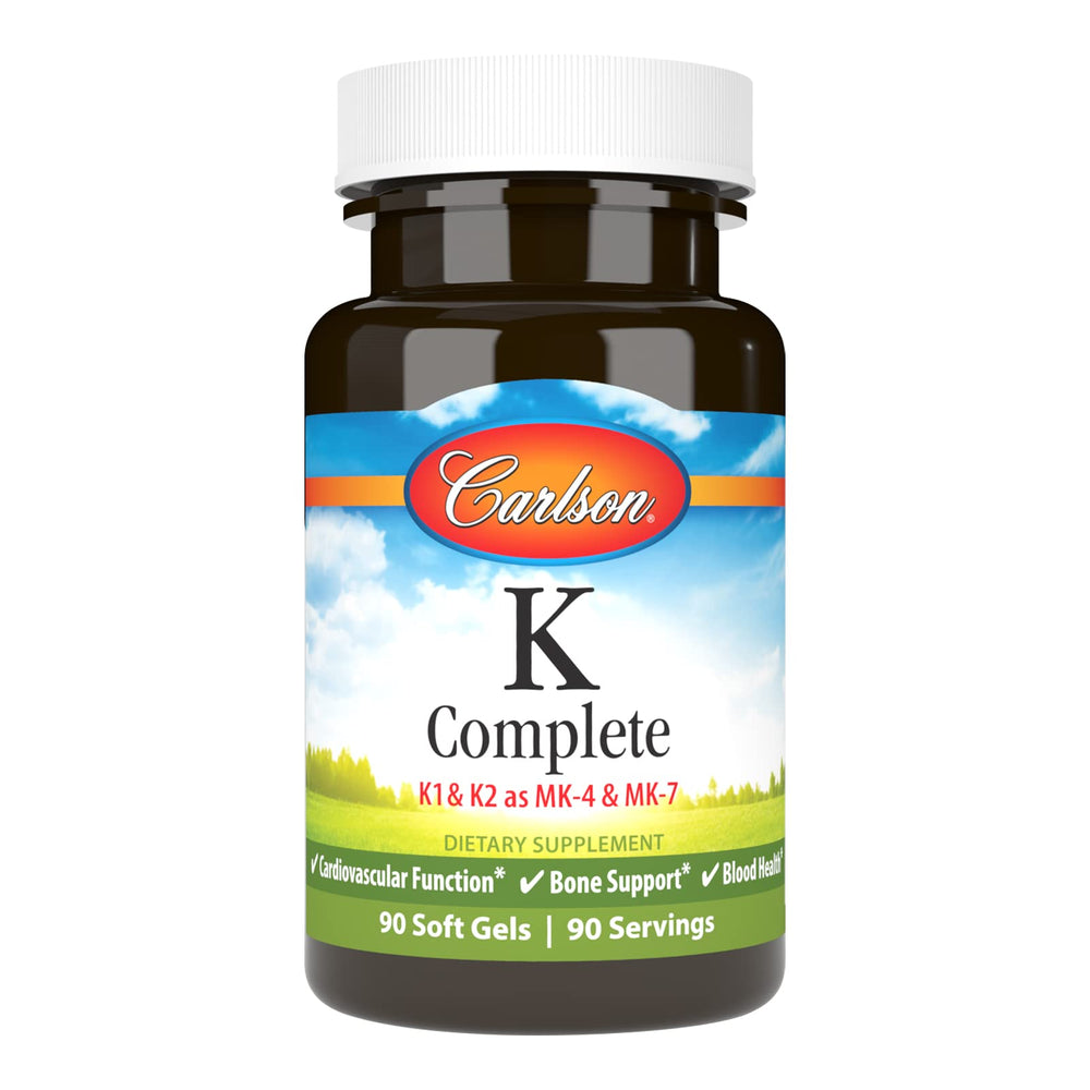 Front view of Carlson Labs K Complete Softgels bottle