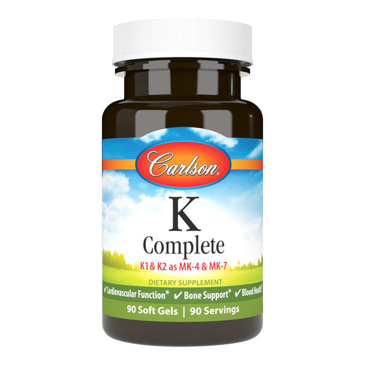 Front view of Carlson Labs K Complete Softgels bottle
