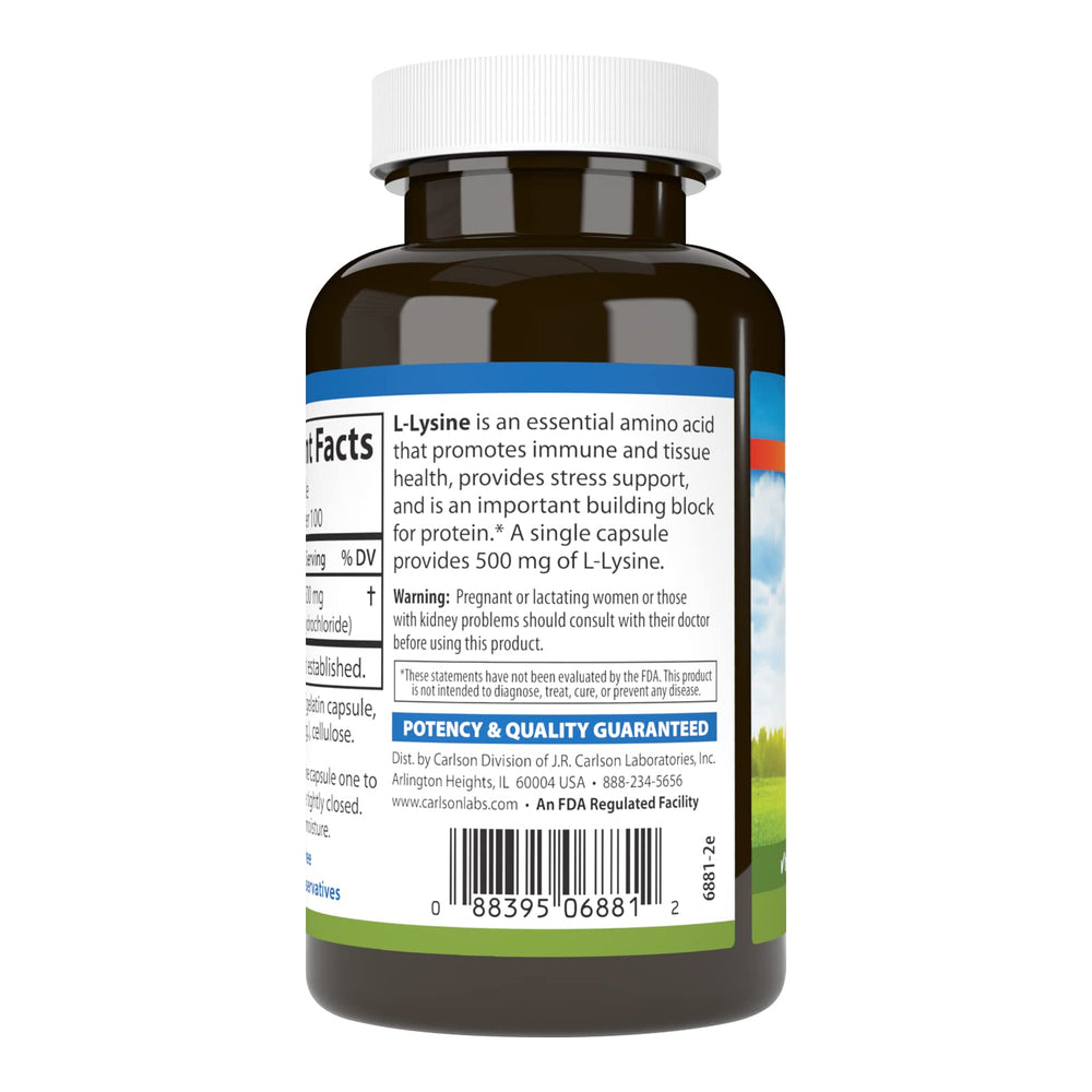 Carlson L-Lysine 500mg bottle with label