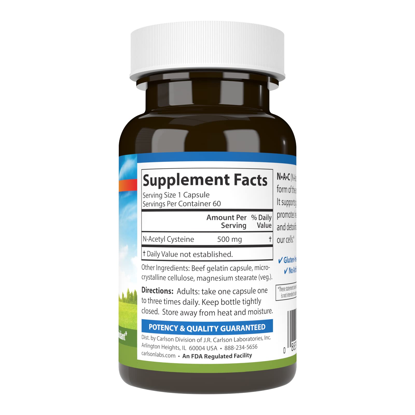 NAC N-Acetyl Cysteine bottle labeled 500mg