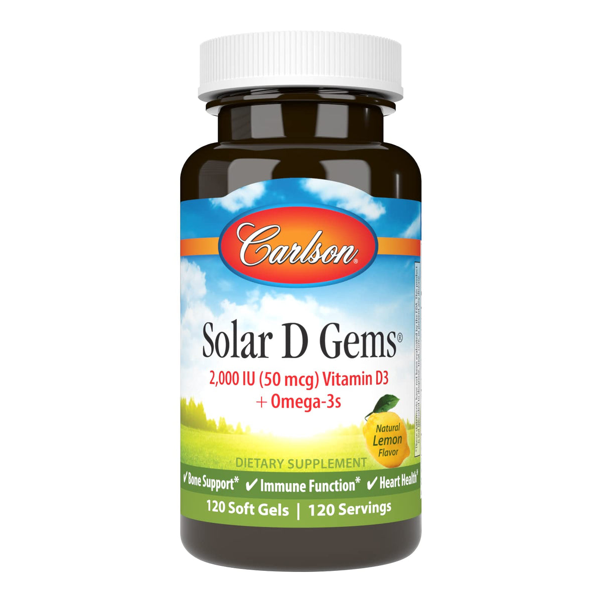 Carlson Labs Solar D Gems Vitamin D3 softgel bottle