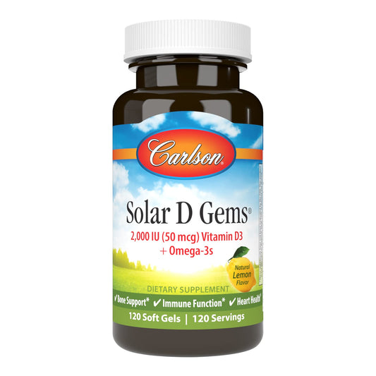 Carlson Labs Solar D Gems Vitamin D3 softgel bottle