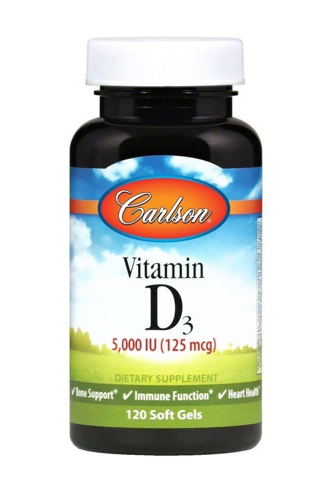 Carlson Labs Vitamin D3 5000 IU Soft Gels bottle label