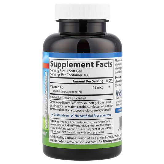 Close-up of Carlson Labs Vitamin K2-7 MK-7 softgels