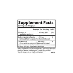 Kale and spirulina ingredients used in Carlson Lutein & Greens
