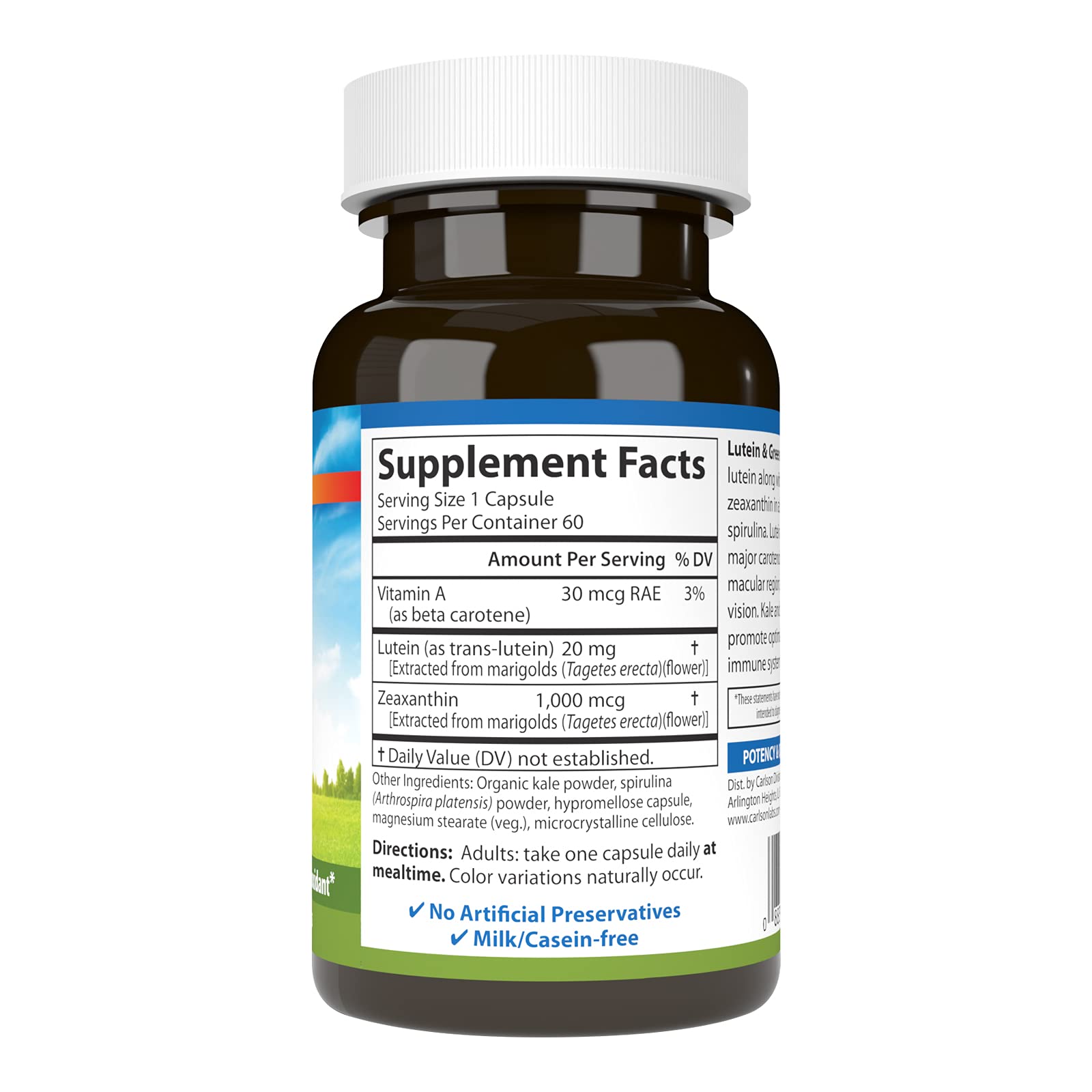 Label of Carlson Lutein & Greens