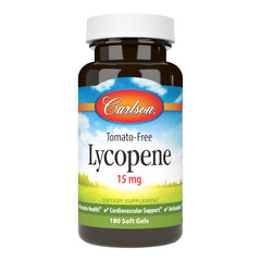 Carlson Lycopene 15 mg tomato-free bottle on white background