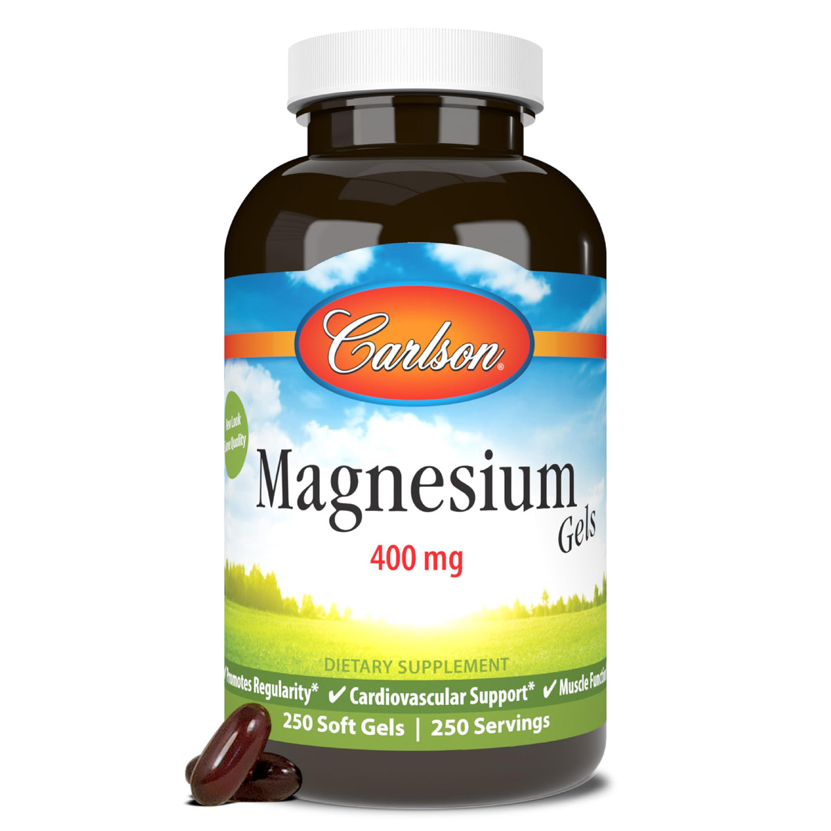 Carlson Magnesium Gels bottle with 250 softgels